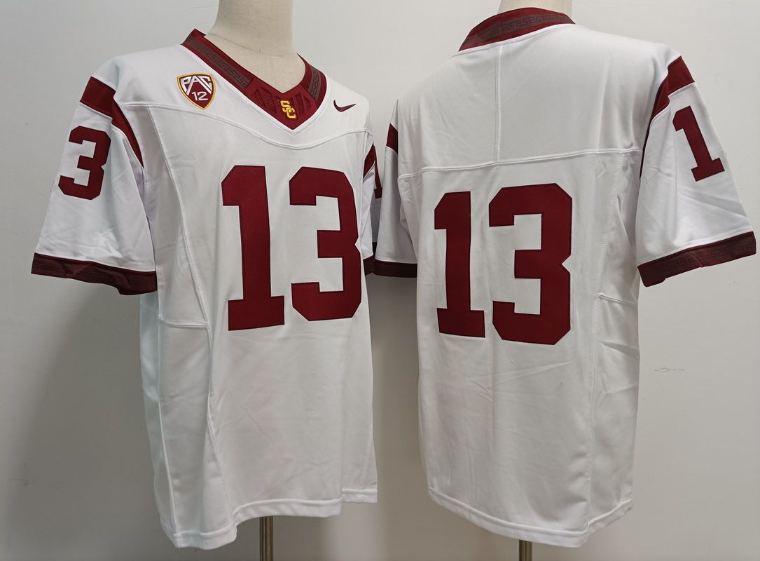Men USC Trojans #13 No Name White Nike 2025 NCAA Jersey